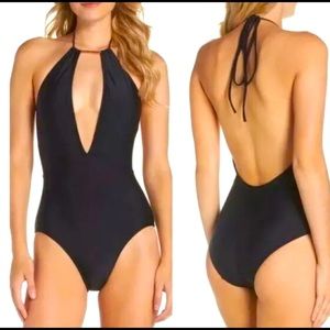 Ted Baker Large Black Monokini Halter Swimsuit Pik